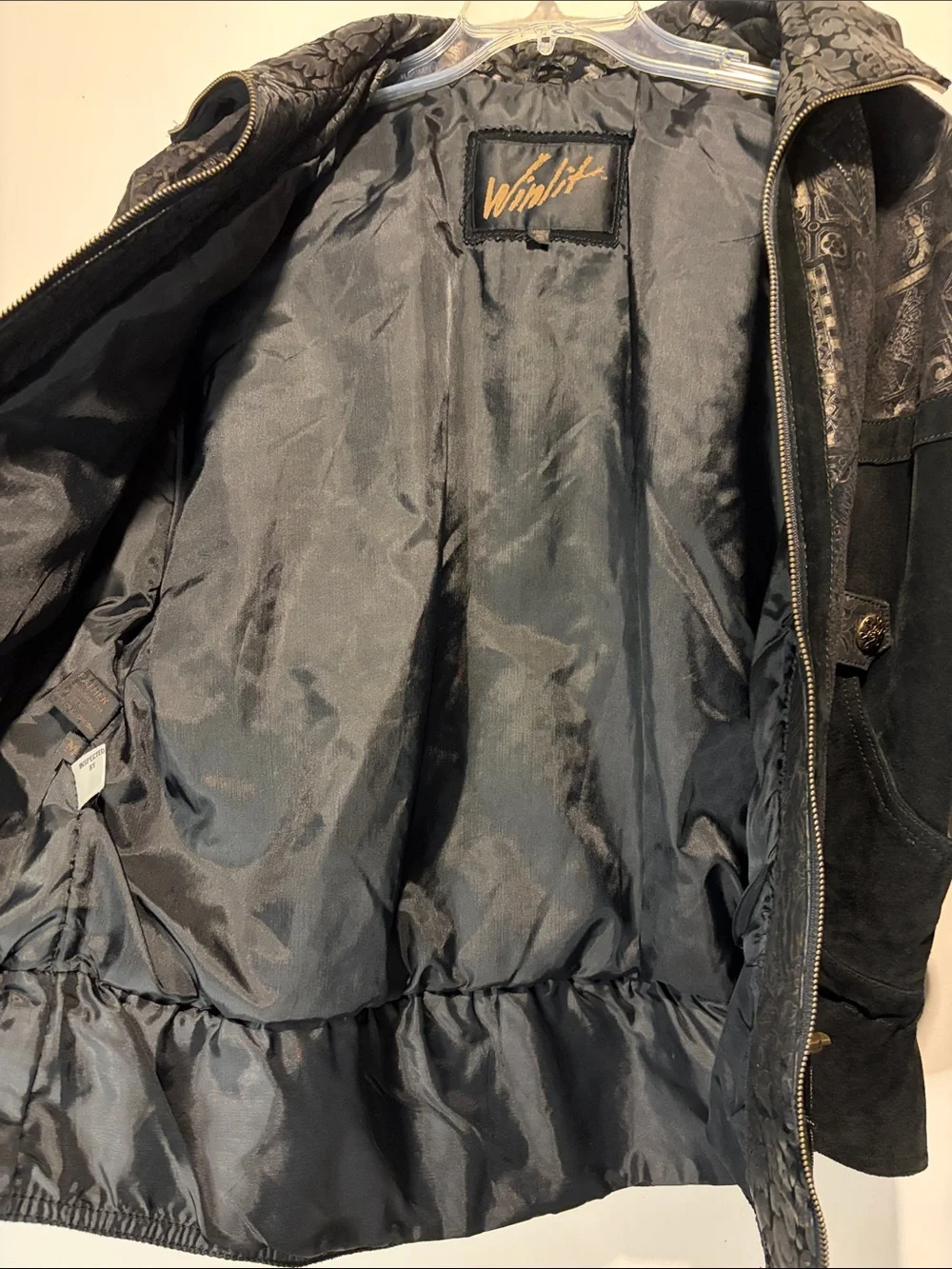 Winlit Genuine Leather Black Mixed Media Designs Western Aztec Full Zip SZ M